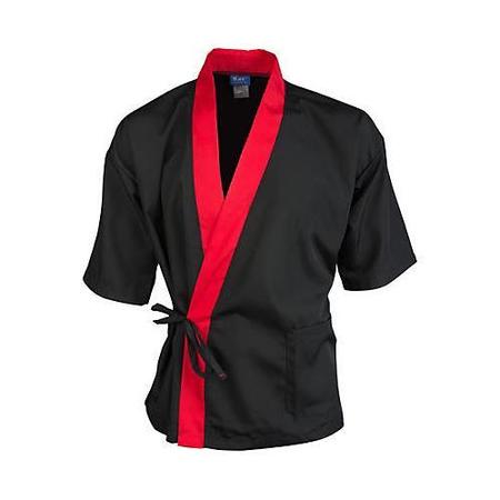 KNG 2XL Black and Red 3/4 Sleeve Sushi Chef Coat 2129BKRD2XL